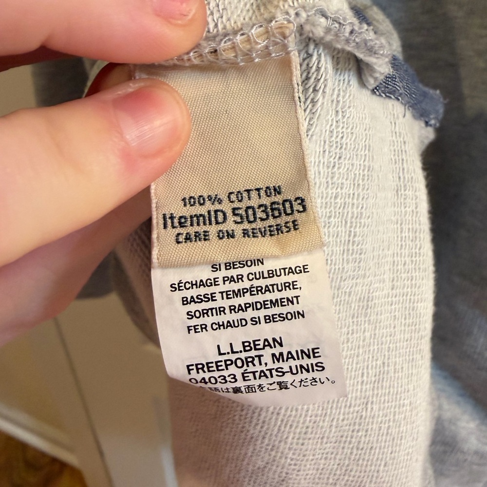 L.L. Bean Gray Hoodie with Navy Lining - Picture 5 of 7